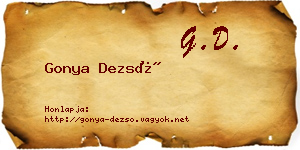 Gonya Dezső névjegykártya
